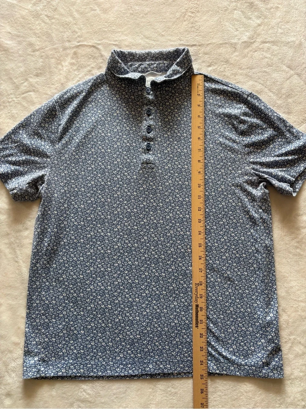 J.Crew Performance CoolMax Untucked Polo Shirt Men's Size Medium Blue Floral